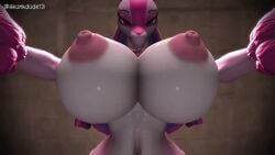 2025 3d 3d_animation animated big_breasts bouncing_breasts breasts looking_at_viewer lovander lovander_(mayosplash) nipples pal_(species) palworld pink_fur pink_hair pink_nipples pocketpair pov purple_eyes short_video skunkdude13 sound sound_warning tagme video white_breasts
