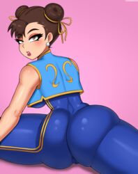 1girls big_ass big_breasts brown_eyes brown_hair bubble_butt cameltoe capcom chun-li double_bun drunkavocado epic_games female female_only fortnite:_battle_royale large_breasts long_hair mature_female solo solo_female solo_focus street_fighter street_fighter_alpha stretching thick_thighs turning_head