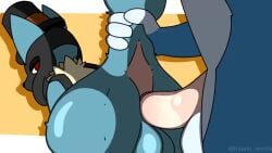 16:9 anal anal_sex animated anthro anus ass balls big_balls big_butt big_penis bodily_fluids canid canine clothing cum cum_inside digital_media_(artwork) duo ejaculation erection femboy fur furry gay generation_4_pokemon genital_fluids genitals hat headgear headwear hi_res hideki_moshi holding_tail holidays huge_cock looking_back lucario male male/male male_penetrating mammal nintendo no_sound nude orgasm penetration penile penile_penetration penis pokemon pokemon_(species) sex short_playtime simple_background tagme tail thanksgiving thick_thighs video wide_hips widescreen