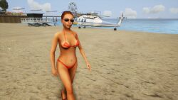 1male 3d 3d_(artwork) absurd_res absurdres bowie_(bora_durgut) brown_hair collarbone edited_screencap female femsub game_mod grand_theft_auto grand_theft_auto:_san_andreas gta_pedestrians helicopter highres navel navel_piercing npc oblivious_sexualization pier red_bikini rockstar_games short_hair source_request strutting thong_bikini tight_bikini unbothered unnamed_character walking