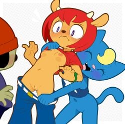 1boy 2025 2girls 4_fingers anthro areola areolae assisted_exposure bald_crotch beanie big_ass biped black_nose blonde_hair blue_body blue_bottomwear blue_clothing blue_fur blue_pants blue_skin blue_tail blue_topwear blush bottomless bottomless_anthro bottomless_female bottomwear bottomwear_down bottomwear_pull bovid breasts bunguy canid canine canis caprine closed_eyes clothed clothes_lift clothes_pull clothing clothing_lift digital_drawing_(artwork) digital_media_(artwork) domestic_cat domestic_dog exposed exposed_breasts exposed_pussy eyelashes fangs felid feline felis female female_focus fingers fur gaturo genitals group hair hairless_pussy hat headwear horn horns katy_kat lamb lamb_horns lammy_lamb lifted_by_another long_tail looking_down male male/female mammal medium_breasts multiple_girls navel nipples no_bra open_mouth open_smile panties_pull pants pants_down pantsing panty_pull parappa parappa_the_rapper partially_clothed partially_clothed_anthro partially_clothed_female perky_breasts portrait pulled_by_another pupils pussy red_clothing red_hair red_shirt red_topwear sheep shirt shirt_lift short_hair short_sleeves simple_background small_breasts smile sony_corporation sony_interactive_entertainment standing tail tan_body tan_skin thick_thighs thighs three-quarter_portrait topwear topwear_lift trio um_jammer_lammy underwear underwear_pull vulva white_background white_clothing white_horn white_horns white_panties white_underwear