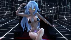 1girls 3d 3d_(artwork) bikini black_heart breasts cpu_(neptunia) datmmdguy female light-skinned_female light_skin long_hair mmd neptunia_(series) noire white_hair