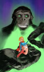 1girls ape beam bigger_male blonde_female blonde_hair dc dc_comics dc_silver_age defeated defeated_heroine dominant_feral dominant_male dravotnogg female giant giant_animal gorilla imminent_rape kara_zor-el kryptonian kryptonite laser_eyes panties ripped_clothing short_hair smaller_female supergirl superheroine superman_(series) titano torn_clothes villain villain_on_heroine white_panties
