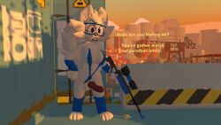 3d 3d_(artwork) alternate_version_available anthro anthro_furry anthro_futa anthro_only arm_warmers balls ballsack belly_button big_tail blue_clothing canine_genitalia canine_penis concerned concerned_expression concerned_look dialogue dickgirl erect_penis exposed_penis feline_humanoid flower_pin furry furry_anthro furry_futa furry_only furry_tail futa_only futanari goggles goggles_on_head hand_on_hip high_quality holding_gun holding_sniper_rifle holding_weapon knot knotted_penis leg_warmers nipple_bulge nipples_visible_through_clothing paintball paintball_gun partially_clothed partially_nude paws penis penis_out raised_eyebrow rec_room rifle self_upload shaded sheath skimpy_bikini skimpy_clothes skimpy_outfit sling_bikini sniper sniper_rifle sunny_(melodynotmel) syntholsoul text