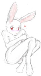 1girls anthro blush enf female female_only furry heart looking_at_viewer pussy rabbit red_eyes ruby_(rq) ruby_quest shy sitting solo