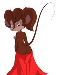 an_american_tail anthro areola ass breasts clothed clothing don_bluth dress dsketch3r_(artist) erect_nipples female fur hair hi_res looking_back mammal mouse multicolored_body multicolored_fur murid murine nipples ponytail presenting presenting_hindquarters raised_tail rodent solo tanya_mousekewitz topless two_tone_body two_tone_fur