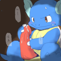 artist_request blue_skin blush color cum feral male male_only nintendo penis pokemon shell sitting solo tagme wartortle
