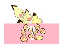 ? anthro big_breasts breasts censored fellatio female group group_sex heart k--10 male male/female nintendo open_mouth oral penile pichu pikachu pokémon_(species) pokemon sex simple_background threesome video_games white_background