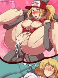 1boy 1girls ahe_gao baseball_cap blonde_hair blush bodyattk breasts breasts_out canon_genderswap cum cum_in_pussy cum_inside dark-skinned_male dark_skin dream eyes_rolling_back fatal_fury female_terry fucked_silly full_nelson_anal interracial king_of_fighters leg_grab mind_break muscular muscular_female nude open_mouth rule_63 snk snk_heroines:_tag_team_frenzy stand_and_carry_position standing standing_sex straight sweat terry_bogard tongue_out vaginal_penetration