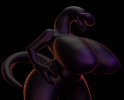 3_fingers 3d 3d_(artwork) absurd_res annelid anthro areola belly big_areola big_breasts black_background blender blender_(software) breasts curvy_figure digital_media_(artwork) female fingers hi_res huge_breasts leech lips long_neck model nipples reptilligator simple_background smile smooth_skin solo thick_lips thick_thighs tongue voluptuous