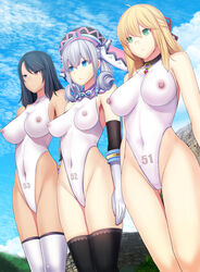 3girls brainwashed breasts daiaru enslaved_royal expressionless fiora_(xenoblade) half-dressed melia_antiqua mind_control multiple_girls nipples outdoors princess sex_slave sharla_(xenoblade) skin_tight slave slavegirl standing tagme transparent_clothing xenoblade_(series) xenoblade_chronicles