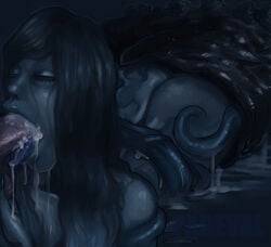 bloodborne blowjob cum cum_in_mouth cum_inside fellatio fromsoftware monster monster_girl nightmare_fuel padeval snail_woman_(bloodborne) unseen_male_face