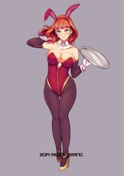 1girls alternate_costume big_breasts bunny_ears bunny_girl bunnysuit celica_(fire_emblem) clothed color female female_only fire_emblem fire_emblem_echoes:_shadows_of_valentia fire_emblem_gaiden gold_heels heels high_heels holding_object large_breasts red_hair revolverwingstudios solo solo_female tight_clothing