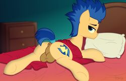 ass balls bed felux feral flash_sentry_(mlp) friendship_is_magic furry male_only my_little_pony solo solo_male