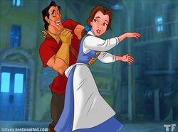 1boy 1girls beauty_and_the_beast belle breast_grab breasts disney disney_princess disney_villains gaston grabbing restrained titflaviy