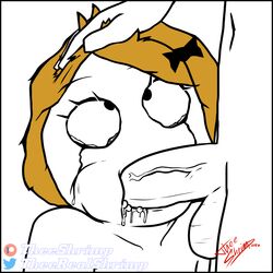 big_eyes big_penis blonde_hair blowjob cheek_bulge cum deepthroat derp_eyes derpina fellatio ginger hi_res highres patreon rage_comics short_hair signature tagme tear tears theeshrimp twitter_username watermark white_background white_skin