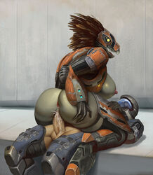 absurd_res alien anthro anus armor balls bodily_fluids breasts brown_hair butt clitoris cowgirl_position cum cum_in_pussy cum_inside da_polar_inc detailed_background duo fangs female female_kig-yar female_on_top female_penetrated genital_fluids genitals grey_body hair halo_(series) headgear helmet hi_res human human_penetrating interspecies kig-yar lying male male_human/female_alien male_human/female_anthro male_penetrating mammal microsoft nipples odst on_top open_mouth orgasm penetration penis pussy pussy_juice scalie sex skirmisher ssocrates straight t'vaoan thick_thighs vaginal vaginal_penetration vein veiny_penis video_games wet xbox_game_studios