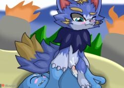 amazon_position animal_genitalia anthro anthro_on_anthro blush bodily_fluids claws cloaca cum cum_inside cumshot domestic_cat domination duo ejaculation erection felid feline felis female female_penetrated feral fish fizz_(lol) fur genital_fluids genitals hair league_of_legends male male_penetrating male_penetrating_female mammal marine nude penetration penis pussy riot_games sex solo straight submissive submissive_male trejo_the_zoroark vaginal_penetration video_games yordle yuumi_(lol)