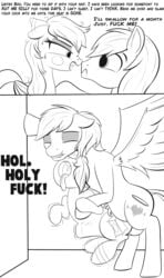 absurd_res cosmonaut english_text equid equine fan_character furry hi_res horse implied_incest in_heat mammal monochrome my_little_pony pegasus pony profanity rutting size_difference text wings