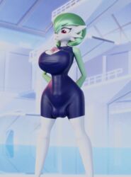 1futa 3d autopaizuri autopaizuri_under_clothes clothed erection_under_clothes furry futa futa_gardevoir futa_only futanari gardevoir green_hair hands_behind_back horsecock large_balls large_breasts large_penis nintendo penis_under_clothes pokemon pokemon_(species) pokemon_rse solo solo_futa swimsuit tradelt wide_hips