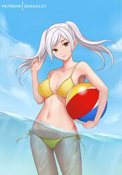 armpit beach_ball beachball bikini dakkalot deep_armpits fire_emblem fire_emblem_awakening ocean partially_submerged partially_underwater_shot robin_(fire_emblem) robin_(fire_emblem)_(female) sea twintails underwater wading water white_hair