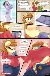 2:3 absurd_res anthro balls blush clothing comic cream_heart_(mlp) english_text equid equine fan_character female flaccid furry genitals hi_res horse male mammal masturbation mature_female my_little_pony nude panties penis pony showering sniffing text thecoldsbarn underwear underwear_sniffing vaginal_masturbation vaginal_penetration