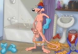 1male absurd_res balls ballsack cum cumshot dangling_testicles darkwing_duck disney ejaculation erect_penis foreskin genitals hi_res humanoid_genitalia humanoid_penis intact kezmmar male male_masturbation male_nipples male_only mammal megavolt mouse murid murine penis rat rat_tail retracted_foreskin rodent shower solo tail uncut underwear_down