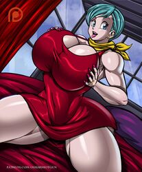 1girls bandana blue_eyes bulma_briefs bulma_briefs_(majin_buu_saga) cameltoe cleavage curvy dragon_ball dragon_ball_z erect_nipples female gigantic_breasts huge_areolae huge_ass osmar-shotgun puffy_nipples short_hair thick_lips voluptuous wide_hips