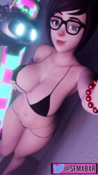 1girls 3d 3d_(artwork) asian bikini blender blizzard_entertainment brown_eyes brown_hair chinese glasses looking_at_viewer mei-ling_zhou mei_(overwatch) overwatch petite seductive_look selfie snowball_(overwatch) solo_female tagme tied_hair xbxrsfm