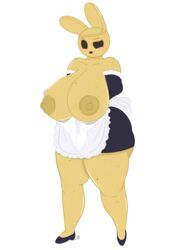 absurd_res alpha_channel animal_crossing animate_inanimate anthro big_breasts breasts clothing coco_(animal_crossing) cogsfixmore erect_nipples female gyroid hi_res huge_breasts lagomorph leporid maid_uniform mammal nintendo nipples rabbit simple_background solo solo_focus thick_thighs transparent_background uniform video_games