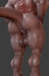 3d_(artwork) anthro anus ass balls big_balls big_butt digital_media_(artwork) genitals male male_only moreuselesssource muscular muscular_legs muscular_male scalie solo spine_ridge