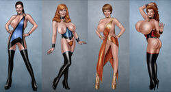 4girls adapted_costume akimbo alien bajoran_(species) beverly_crusher bimbo boots branding_mark chase_masterson combadge corset courtesan earlobe_ring female female_only gates_mcfadden gigantic_breasts high-heeled_jill high_heel_boots high_heels huge_breasts human humanoid jadzia_dax kate_mulgrew kathryn_janeway leeta lineup long_hair markings multiple_girls nose_ridges ponytail pubic_hair star_trek star_trek_deep_space_nine star_trek_the_next_generation star_trek_voyager starfleet_insignia terry_farrell trill_(species) uss_courtesan vulva