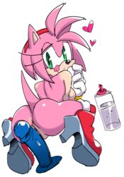 accessory all_fours amy_rose anthro anus ass boots clothing colored_sketch dildo eulipotyphlan female footwear genitals hair headband hedgehog high_heeled_boots high_heels kneeling licking licking_lips lube mammal naked_footwear nude pink_body pink_hair pussy sex_toy shoes simple_background solo sonic_(series) sonic_the_hedgehog_(series) tongue tongue_out watatanza white_background