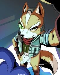 4:5 after_sex ass blush bodily_fluids canid canine clothing cum diacordst duo faceless_bottom faceless_female female fox fox_mccloud genital_fluids genitals hi_res humanoid_genitalia humanoid_penis krystal looking_at_viewer male male_focus mammal nintendo penis star_fox video_games