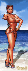 abs areolae athletic athletic_female avatar_the_last_airbender beach blue_eyes bracelet breasts brown_hair busty choker dark-skinned_female dark_skin earrings erect_nipples eyewear female female_focus female_only glasses high_heels hoop_earrings hourglass_figure jewelry katara kras krashzone legio long_hair medium_breasts nail_polish naked_footwear naked_heels navel necklace_between_breasts nickelodeon nipple_piercing nude nude_female nudity open_toe_shoes outdoors pendant piercing pinup pose posing pussy sea seaside shiny_skin solo standing straight_hair sunglasses sunglasses_on_head tagme tied_hair toned toned_female vagina wide_hips