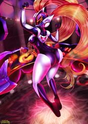 1girls ass dj_sona dj_sona_concussive female female_only helmet league_of_legends long_hair pigtails riot_games shadman solo sona_buvelle suit tight_clothing tight_suit