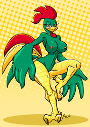 anthro breasts chicken corn_flakes cornelius female female_only first_porn_of_franchise genderswap_(mtf) green_feathers mascot nude rule_63 solo tagme