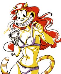 1girls amputee anthro bra cat clothing dr._hutchison feline female female_only furry hook nickelodeon panties prosthetic_hook rocko's_modern_life smile solo tagme toony