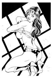 1girls alex_lei breasts dc_comics female female_only monochrome nipples solo tagme wonder_woman wonder_woman_(series)