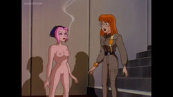 breasts caitlin_fairchild cigarette dc_comics dcuaom edit female female_only freefall_(gen¹³) gen¹³ gen¹³_(film) nipples nude pussy screenshot screenshot_edit smoking