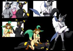 2020 3_toes 5_fingers absol alolan_vulpix anthro anthro_on_anthro black_background black_body black_fur black_hair black_inner_ear black_markings blue_claws blue_eyes blue_inner_ear blue_nose blush brown_body brown_fur brown_hair brown_inner_ear brown_nose canid canine claws clothing cowgirl_position eeveelution eyebrows female fingers fur genitals hair leafeon lying male mammal markings mightyena nintendo nipples on_top open_mouth penis pokemon pokemon_(species) pussy red_eyes red_sclera regional_form_(pokémon) sex simple_background smile straight tan_body tan_fur toe_claws toes tomek1000 umbreon video_games vulpix white_body white_fur white_hair yellow_markings yellow_sclera