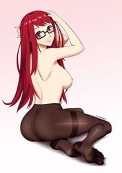 atlus big_ass big_breasts elfudraws female female_only kasumi_yoshizawa long_hair nipples persona persona_5 persona_5_royal red_eyes red_hair solo solo_female solo_focus spoilers sumire_yoshizawa thick_thighs