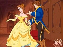 1boy 1girls beast_(disney) beauty_and_the_beast belle bulge canon_couple disney disney_princess dress male nipple_bulge pokies prince_adam_(disney) princess_dress romantic xl-toons.com