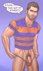 1boy celebrity derek_hale facial_hair hairy_legs male male_only panties pubic_hair solo teen_wolf tyler_hoechlin