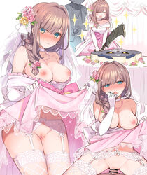 breasts censored dress fishnets garter_belt mankai_kaika nijisanji nipples no_bra nopan penis pussy pussy_juice sex skirt_lift stockings suzuhara_lulu suzuhara_ruru thighhighs virtual_youtuber wedding_dress