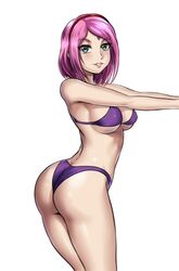 ass boruto:_naruto_next_generations c-shape curvy female female_only green_eyes leonart mature_female milf naruto nipples pink_hair sakura_haruno short_hair solo solo_female solo_focus