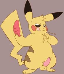 blush dildo genitals gritsnshit male male_only nintendo penis pikachu pokémon_(species) pokemon sex_toy solo tapering_penis tongue tongue_out video_games