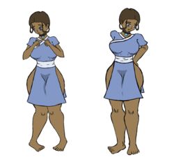 1girls avatar_the_last_airbender breasts clothed clothed_female clothing d3t0xify dark-skinned_female dark_skin dress female katara medium_breasts thick_thighs wide_hips