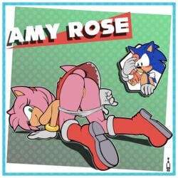 1:1 2d amy_rose anthro ardan_norgate ass bedroom_eyes blood blue_body bodily_fluids border clothing color eulipotyphlan female footwear fur furry furry_female furry_male furry_only genitals green_eyes handwear hedgehog hi_res looking_back male mammal narrowed_eyes nosebleed open_mouth panties_down partially_clothed pink_body pinup plump_labia pose presenting presenting_hindquarters presenting_pussy pussy seductive sonic_(series) sonic_the_hedgehog sonic_the_hedgehog_(series) straight suggestive tail teenager thin topwear underwear underwear_down upskirt white_border