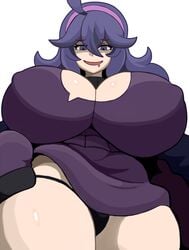 1girls @_@ big_breasts black_thong eye_contact gothic_taco hairband hex_maniac huge_breasts huge_thighs human large_breasts looking_at_viewer looking_down nintendo pale-skinned_female pale_skin pokemon pokemon_xy purple_eyes purple_hair spiral_eyes standing thick_thighs thong tight_clothing unusual_pupils voluptuous white_background wide_hips